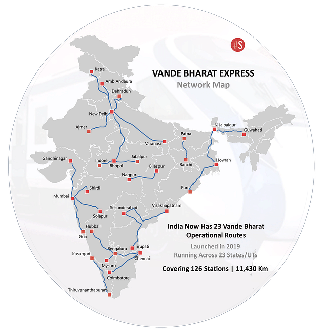 Vande Bharat operational routes across India (Source: Swarajya)