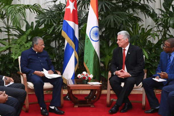 Chief Minister Pinarayi Vijayan meeting Cuban President Miguel Diaz Canel
