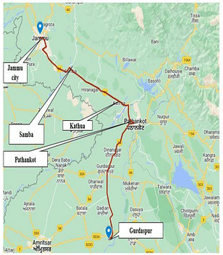 Map of Gurdaspur-Jammu Natural Gas Pipeline