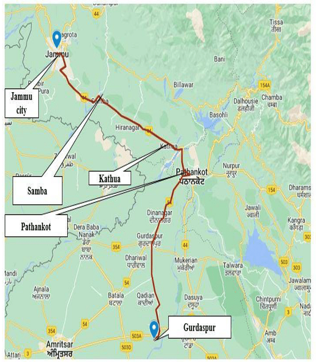 Map of Gurdaspur-Jammu Natural Gas Pipeline