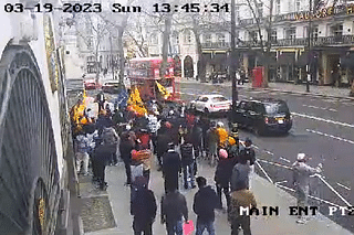 A videograb from the CCTV footage of the 19 March attack by anti-national elements on the High Commission of India in London, UK, as released by NIA.