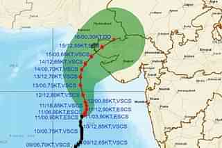 IMD projection of Biparjoy's likely landfall path.