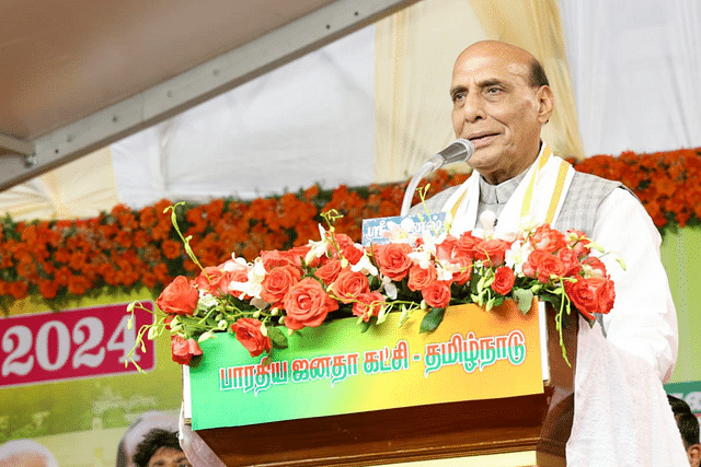 Rajnath Singh addressing the rally in Tambaram, Chennai