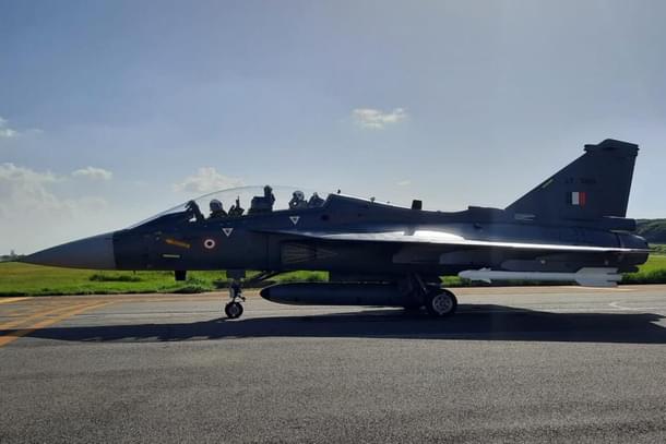 Tejas Mk-1A series production trainer aircraft side view (Pic via Twitter @livefist)