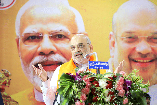 Amit Shah reported meeting with the Shaktikendra-incharges, district office bearers, and mandal presidents of the South Chennai Parliamentary Constituency. (Photo: Amit Shah/Twitter)