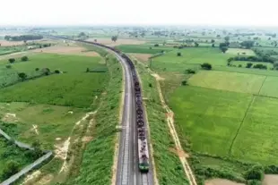 Heavy haul goods train on eastern dedicated freight corridor.(Representative Image)