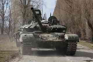 A Russian T-72 tanks captured by Ukraine. (Via Reuters)