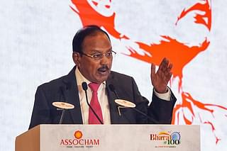 National Security Adviser Ajit Doval addresses during the Netaji Subhas Chandra Bose Memorial Lecture 2023 organised by ASSOCHAM, in New Delhi on June 17, 2023. (Photo: PTI)