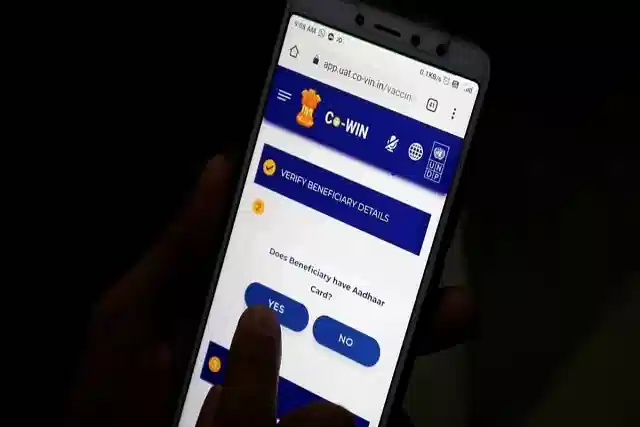 CoWIN app on phone. 