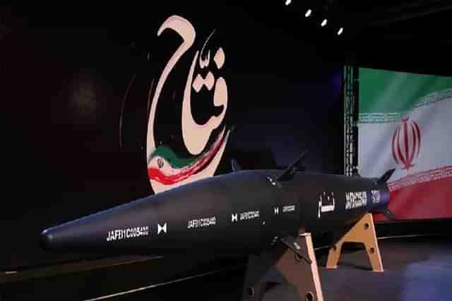 Iranian 'Fattah' Hypersonic Missile unveiled in the presence of Iranian President Ebrahim Raisi.(Twitter/@IrnaEnglish).