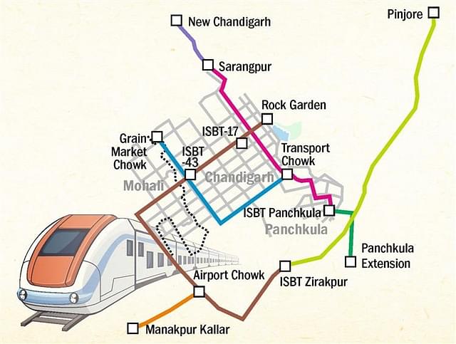 Proposed Network for Tricity Metro. (Source: The Tribune)