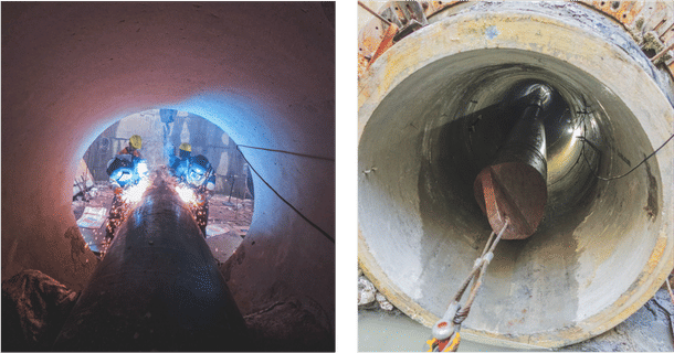 Microtunnelling in process.