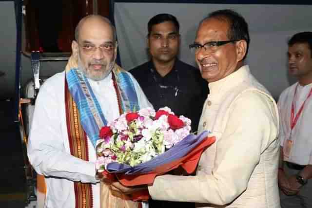 Madhya Pradesh CM Shivraj Singh Chouhan welcoming Amit Shah (26 July 2023)