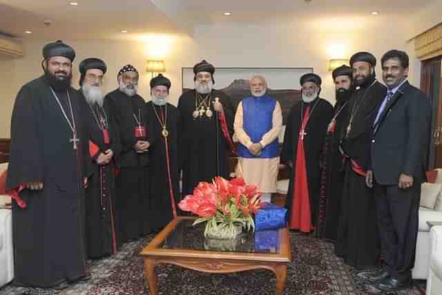 H.H. Moran Mor Ignatius Aphrem II, Head of the Universal Syrian Orthodox Church, calling on PM Narendra Modi, in New Delhi on 17 February, 2015.