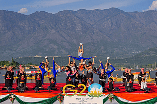 Performers at a special event for the G20, at Dal Lake, Srinagar.