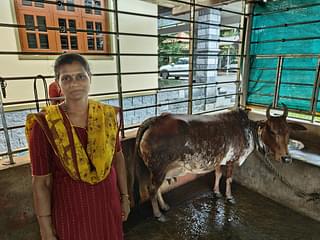 Savitha Nayak at her cow shed in Kukkehalli.