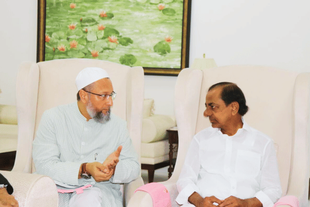 KCR with Asaduddin Owaisi (Twitter)