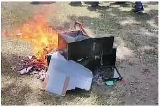 Ballot boxes being burnt in Nadia