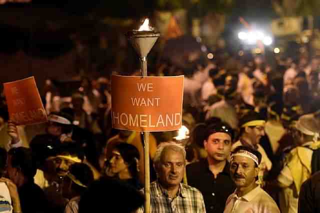 Kashmiri Pandits hold a massive rally on the occasion of World Refugee Day. (Representative Image via GettyImages) 