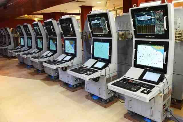 Combat Management System (CMS) developed by Tata and Indian Navy's WESEE for INS Vikrant (Picture via Twitter @tataadvanced)