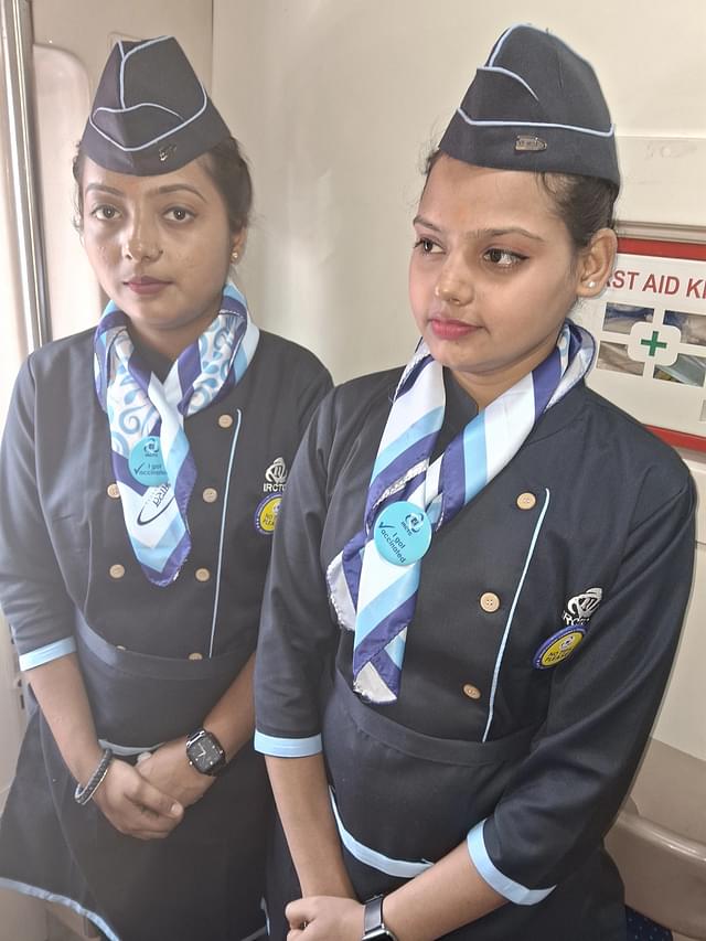 The Vande Bharat train hostesses. (Image courtesy: Arun Kumar Das).