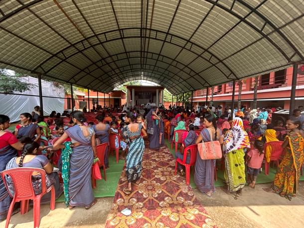 A view of the camp held inside a government school for girls.