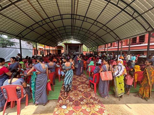 A view of the camp held inside a government school for girls.