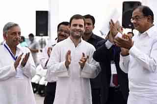 Rahul Gandhi, with Mani Shankar Aiyar and  P. Chidambaram (Sonu Mehta/Hindustan Times via Getty Images)