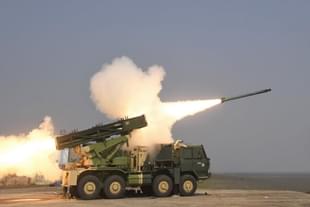 Pinaka multi-barrel rocket launcher.