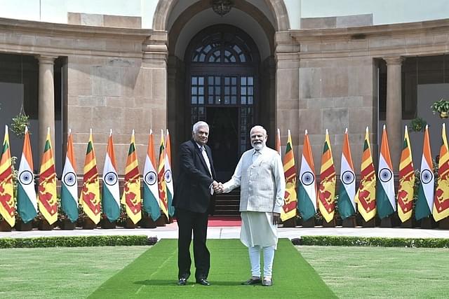 Prime Minister Narendra Modi met Sri Lankan President Ranil Wickremesinghe and held bilateral discussions. (image via Twitter @MEAIndia)