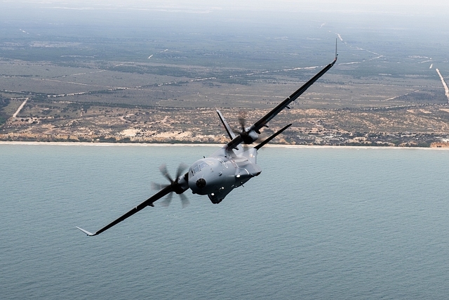 The C-295 aircraft banking left. (Imagw via Twitter/@ReviewVayu)