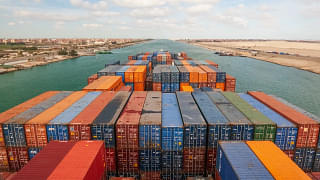 Container Ship At Suez Canal 