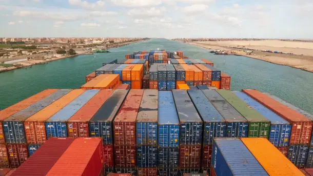 Container Ship At Suez Canal