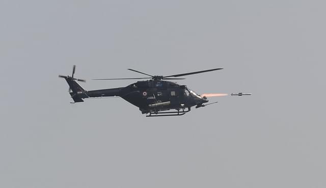 Helina missile being fired from a Dhruv ALH. (source: DRDO)