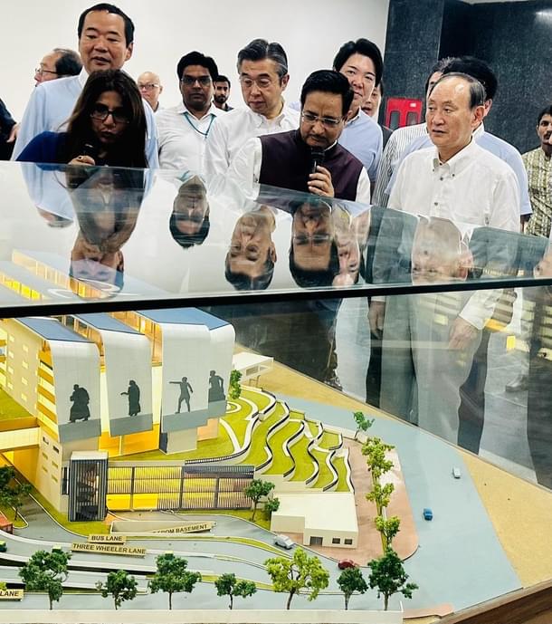 Japanese delegation at Sabarmati Multimodal Transport Hub in Ahmedabad.
