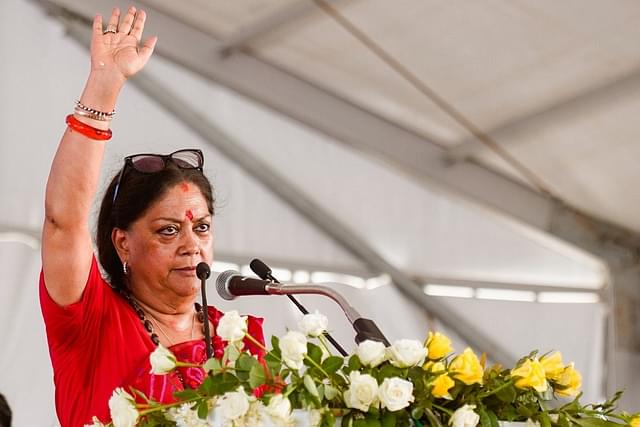 Vasundhara Raje addressing a rally in Kota on 2 July 2023.