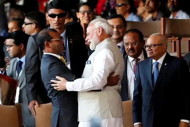 Prime Minister Narendra Modi meeting former Maldives President Mohamed Nasheed.