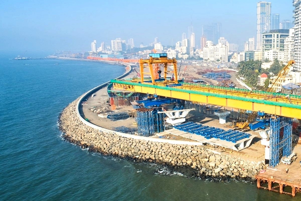 Under-construction Mumbai's Coastal Road Project.