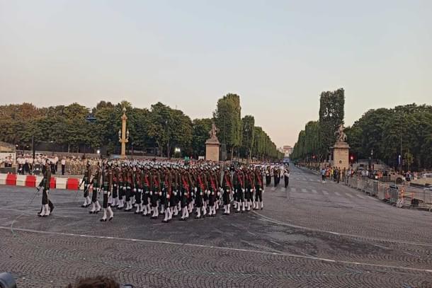 Indian Army's marching contingent practicing in Paris, France. (image via @adgpi)