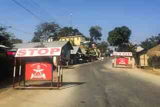 An Assam Rifles' checkpost on the entry to Moreh town.
