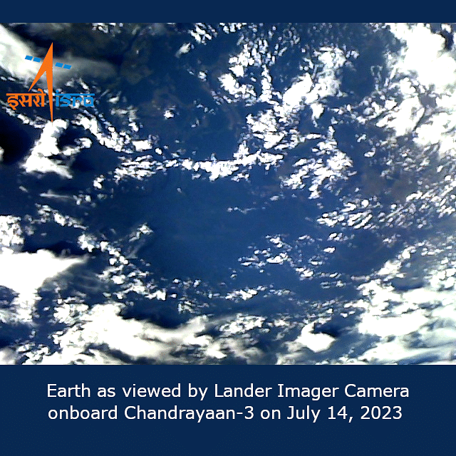 Earth imaged by Lander Imager (LI) Camera on July 14, 2023