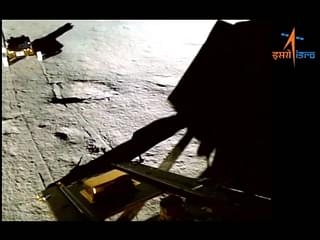 “Pragyan rover roams around Shiv Shakti Point in pursuit of lunar secrets at the South Pole.” (Screen grab from ISRO video released on 26 August)