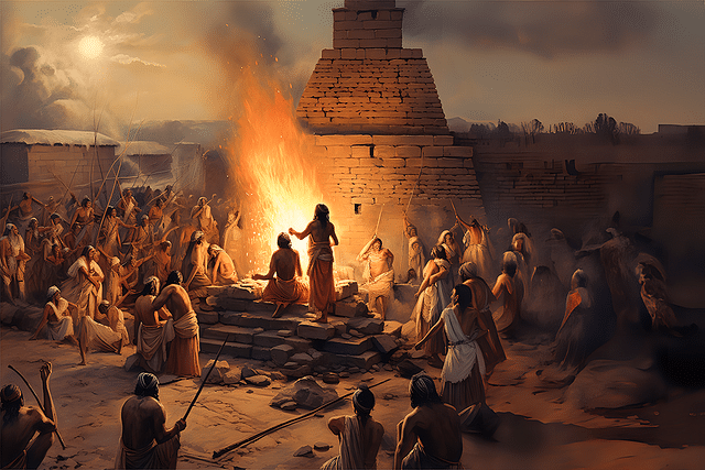 AI impression of Vedic sacrifice in Mohenjodaro.