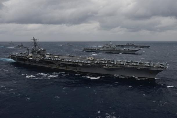 Pictures of QUAD navy ships during Malabar Exercises 2017. (Picture via Twitter @rajatpTOI)