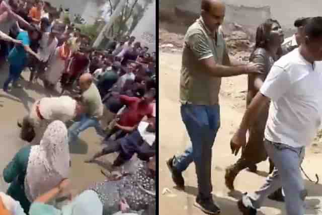 Screenshots from the video showing the attempted lynching of the woman