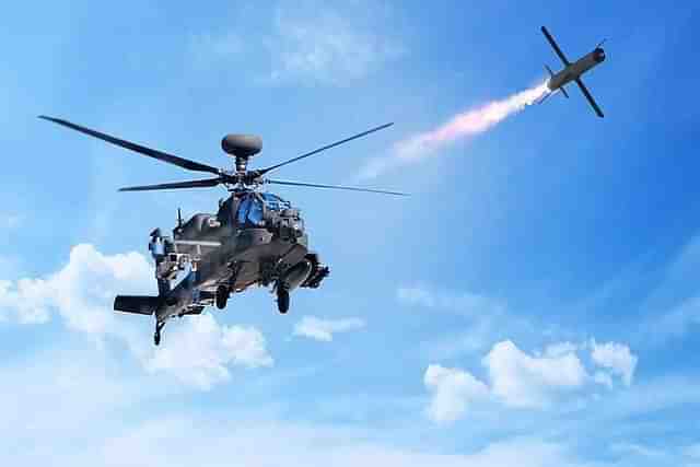 The Spike NLOS anti-tank missile fired from an Apache helicopter. (Lockheed Martin)