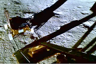 Screengrab from ISRO's footage of Pragyan rover rolling out on the lunar surface
