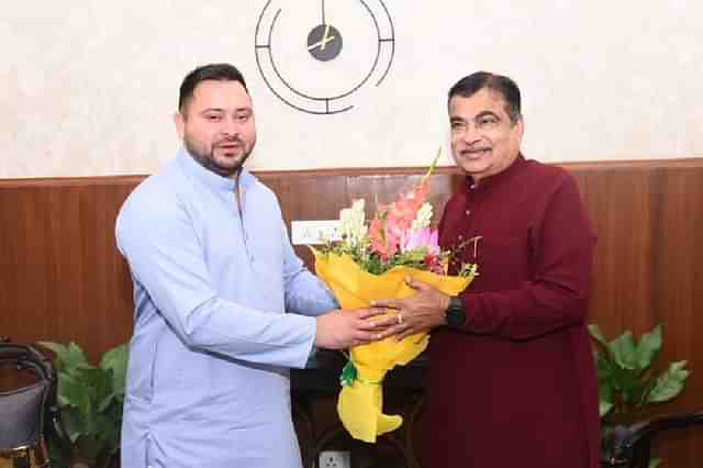 Tejashwi Yadav with Nitin Gadkari