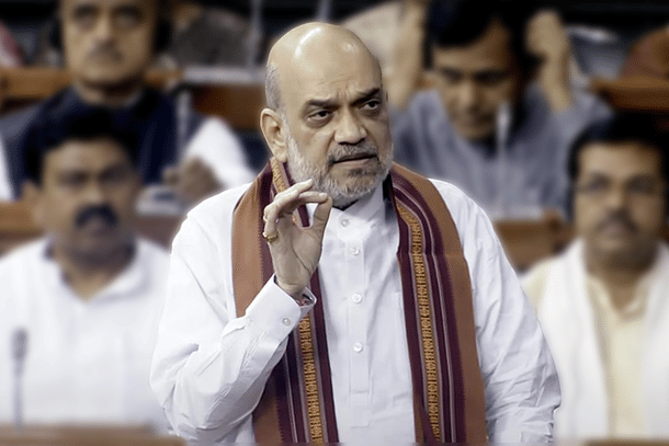 Amit Shah addressing the Lok Sabha during the ongoing No Confidence motion.