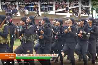 Video grab of Chin-Kuki militants at Independence Day Parade in Churachandpur